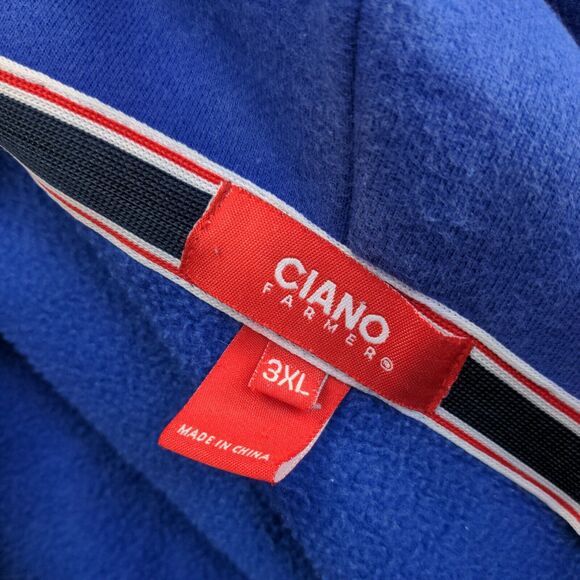 Ciano Farmer Men's Full Zip Hoodie Sweatshirt 3XL Long Sleeve Blue Embroidered - Picture 11 of 15